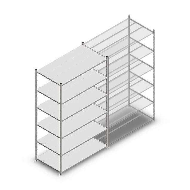 Legbordstelling Medium Duty 2200x1300x700mm (hxbxd) 6 niveaus verzinkt beginsectie
