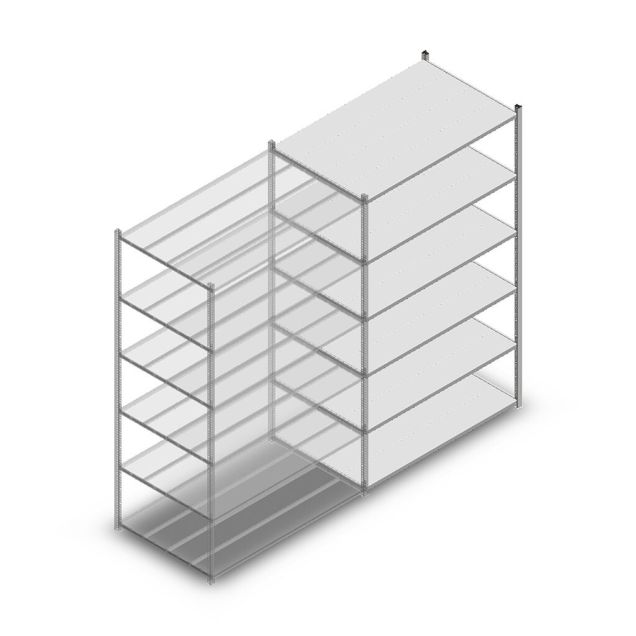 Legbordstelling Medium Duty 2200x1300x800mm (hxbxd) 6 niveaus verzinkt aanbouwsectie