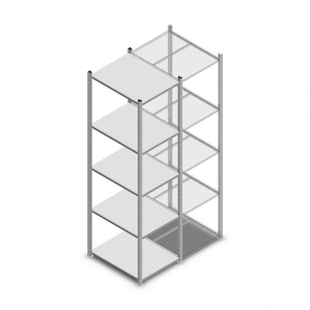 Legbordstelling Medium Duty 2200x550x700mm (hxbxd) 5 niveaus verzinkt beginsectie