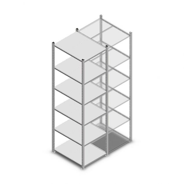 Legbordstelling Medium Duty 2000x550x700mm (hxbxd) 6 niveaus verzinkt beginsectie