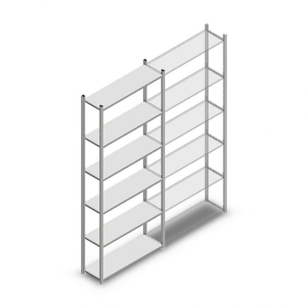 Legbordstelling Medium Duty 3000x1000x300mm (hxbxd) 6 niveaus verzinkt beginsectie