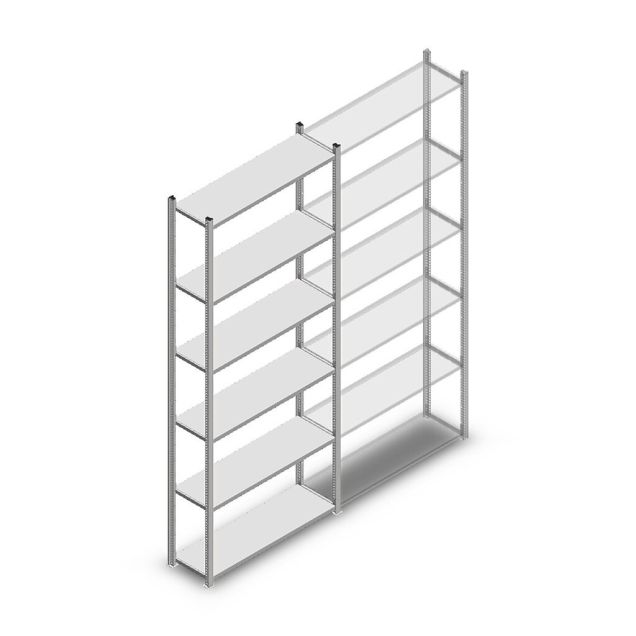 Legbordstelling Medium Duty 3000x1000x300mm (hxbxd) 6 niveaus verzinkt beginsectie