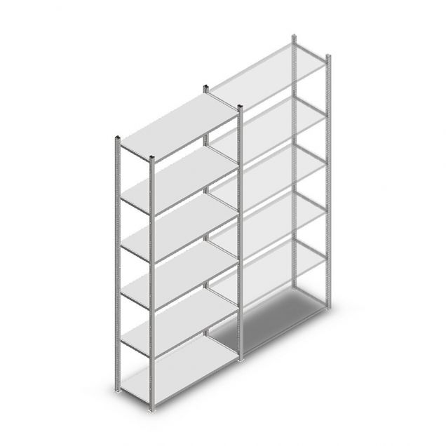 Legbordstelling Medium Duty 3000x1000x400mm (hxbxd) 6 niveaus verzinkt beginsectie