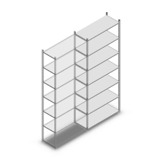 Legbordstelling Light Duty 2500x1000x400mm (hxbxd) 7 niveaus aanbouwsectie