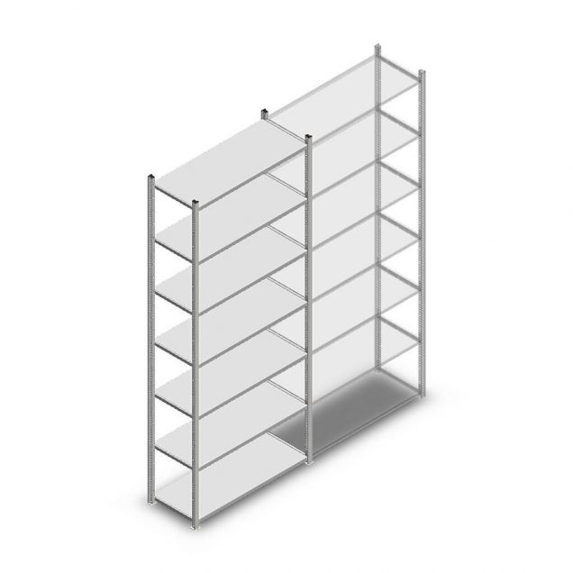 Legbordstelling Light Duty 2500x1000x400mm (hxbxd) 7 niveaus beginsectie