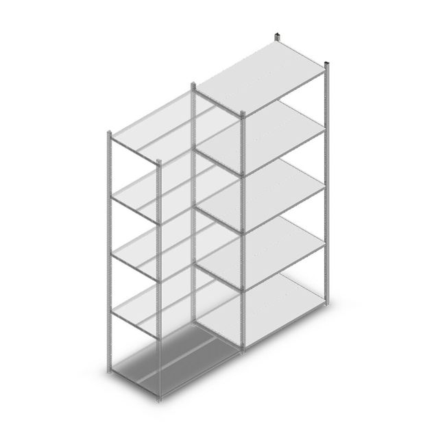 Legbordstelling Medium Duty 2500x1000x600mm (hxbxd) 5 niveaus verzinkt aanbouwsectie