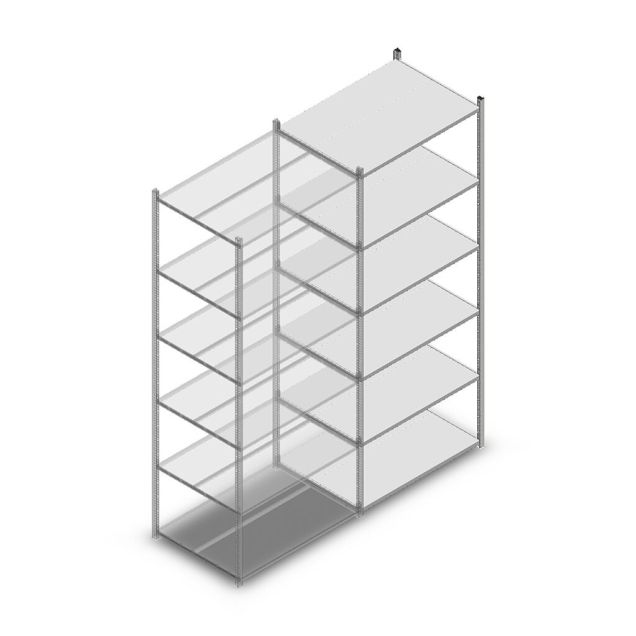 Legbordstelling Medium Duty 3000x1000x700mm (hxbxd) 6 niveaus verzinkt aanbouwsectie