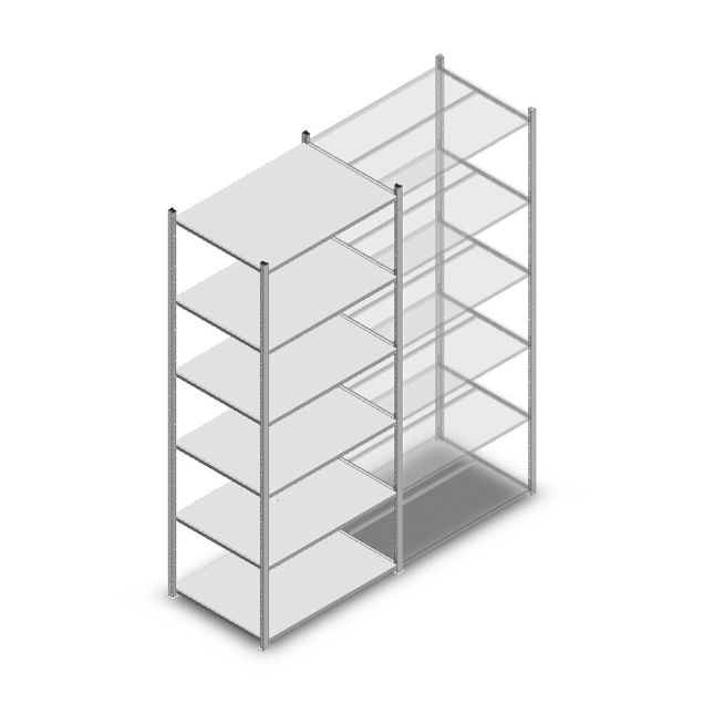 Legbordstelling Medium Duty 2500x1000x700mm (hxbxd) 6 niveaus verzinkt beginsectie