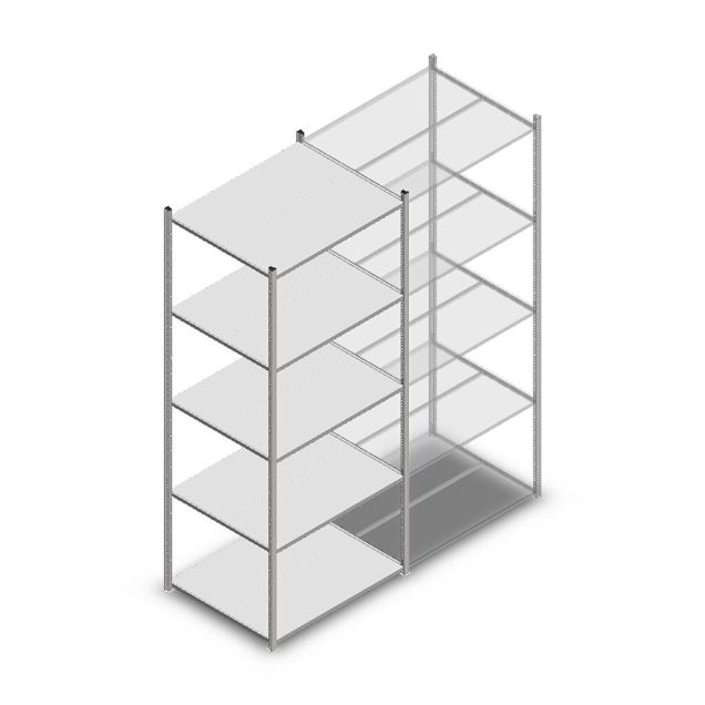 Legbordstelling Medium Duty 2500x1000x800mm (hxbxd) 5 niveaus verzinkt beginsectie