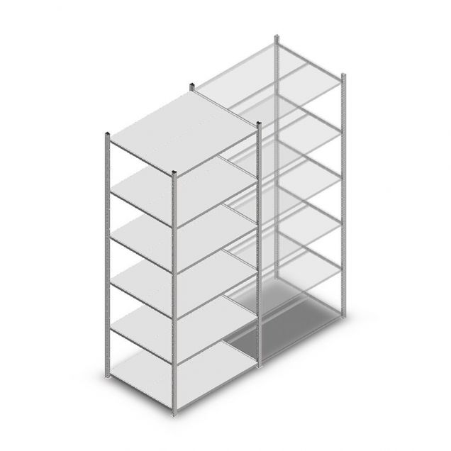 Legbordstelling Medium Duty 3000x1000x800mm (hxbxd) 6 niveaus verzinkt beginsectie