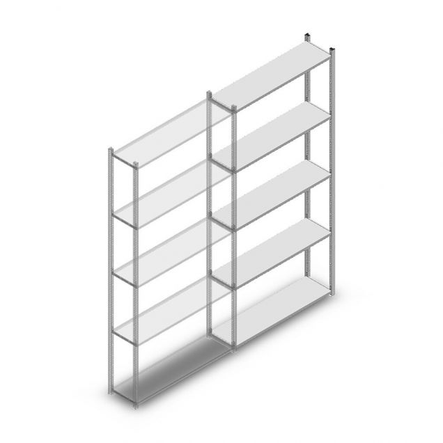 Legbordstelling Medium Duty 2500x1150x300mm (hxbxd) 5 niveaus verzinkt aanbouwsectie