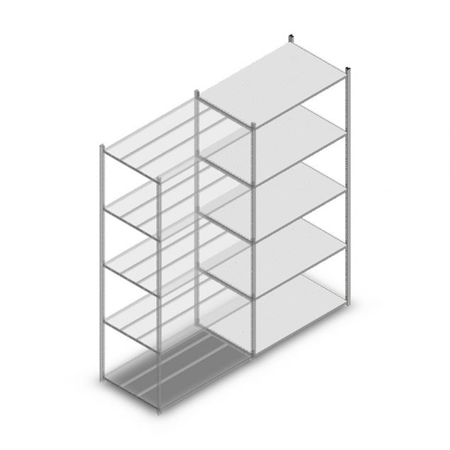 Legbordstelling Medium Duty 2500x1150x700mm (hxbxd) 5 niveaus verzinkt aanbouwsectie