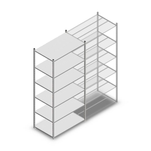 Legbordstelling Medium Duty 3000x1150x700mm (hxbxd) 6 niveaus verzinkt beginsectie