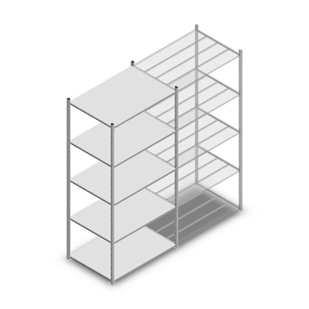 Legbordstelling Medium Duty 2500x1150x800mm (hxbxd) 5 niveaus verzinkt beginsectie