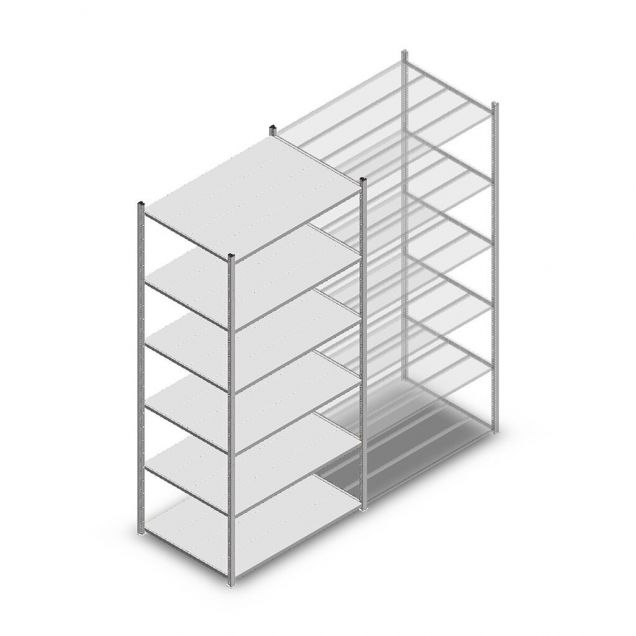 Legbordstelling Medium Duty 3000x1150x800mm (hxbxd) 6 niveaus verzinkt beginsectie