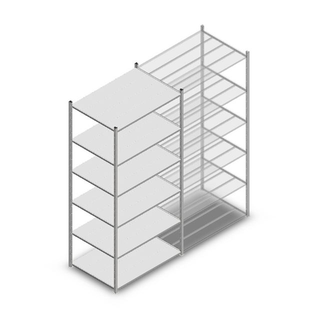 Legbordstelling Medium Duty 3000x1150x800mm (hxbxd) 6 niveaus verzinkt beginsectie
