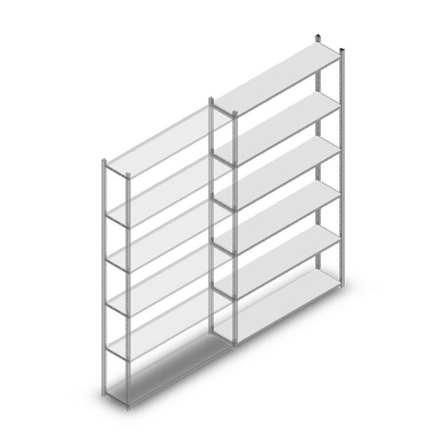 Legbordstelling Medium Duty 3000x1300x300mm (hxbxd) 6 niveaus verzinkt aanbouwsectie