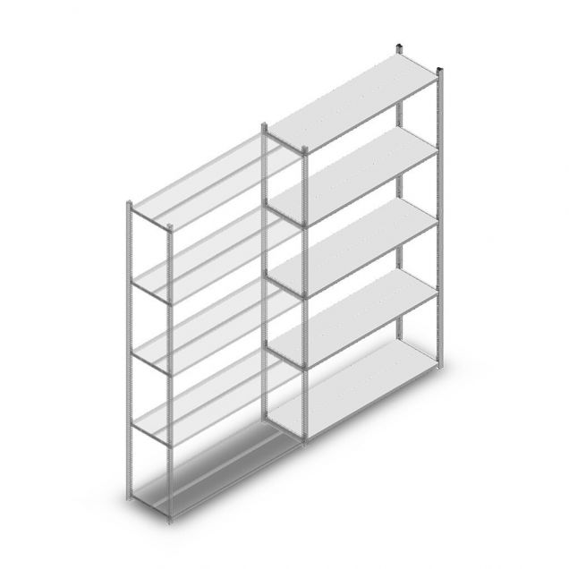 Legbordstelling Medium Duty 2500x1300x400mm (hxbxd) 5 niveaus verzinkt aanbouwsectie