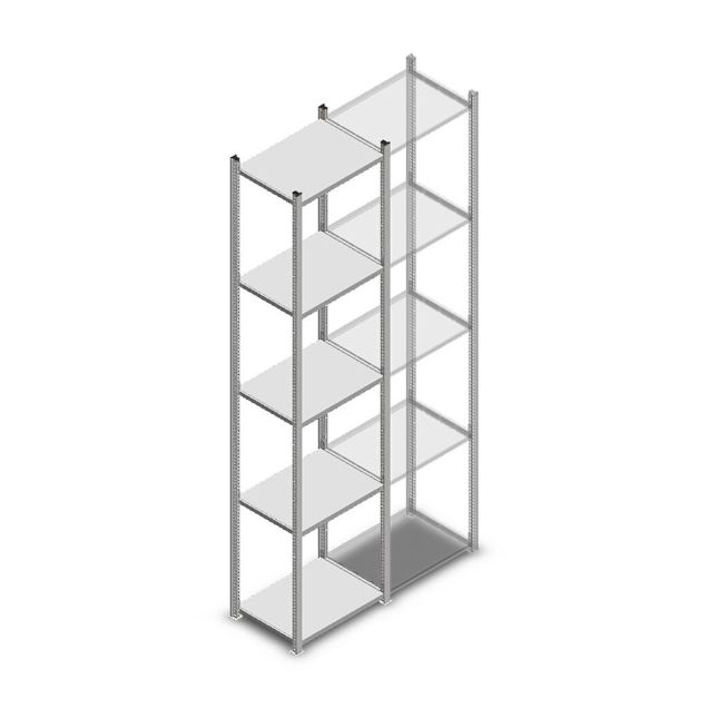 Legbordstelling Medium Duty 2500x550x400mm (hxbxd) 5 niveaus verzinkt beginsectie