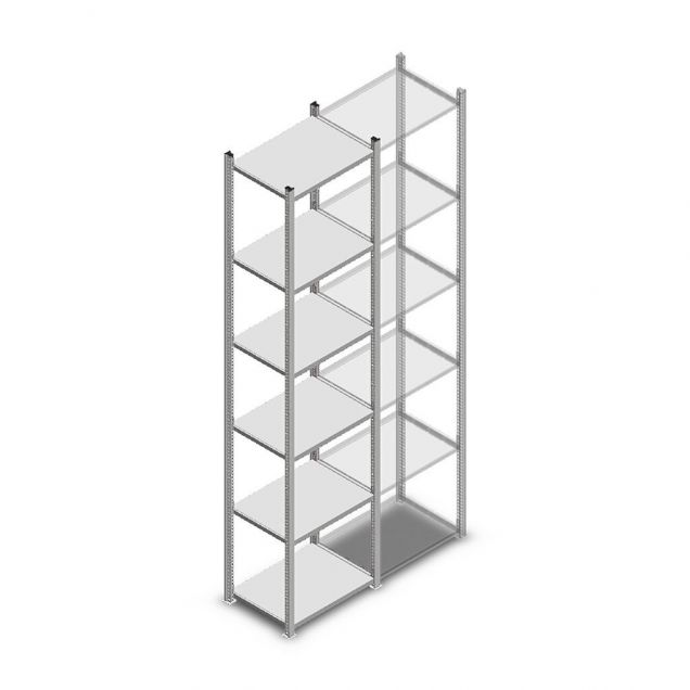 Legbordstelling Medium Duty 3000x550x400mm (hxbxd) 6 niveaus verzinkt beginsectie