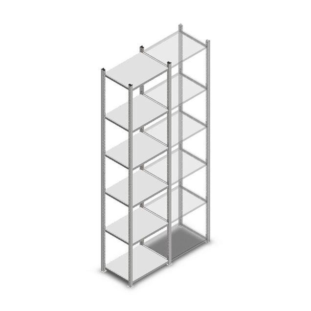 Legbordstelling Medium Duty 3000x550x400mm (hxbxd) 6 niveaus verzinkt beginsectie