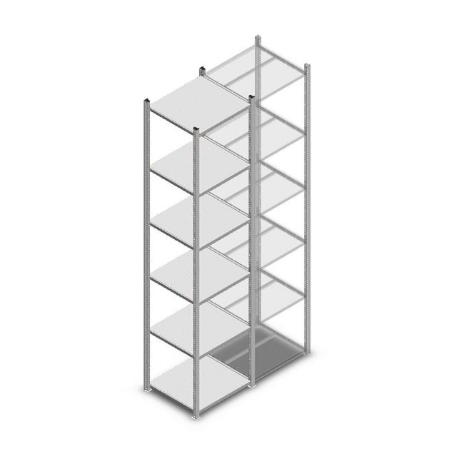 Legbordstelling Medium Duty 3000x550x500mm (hxbxd) 6 niveaus verzinkt beginsectie