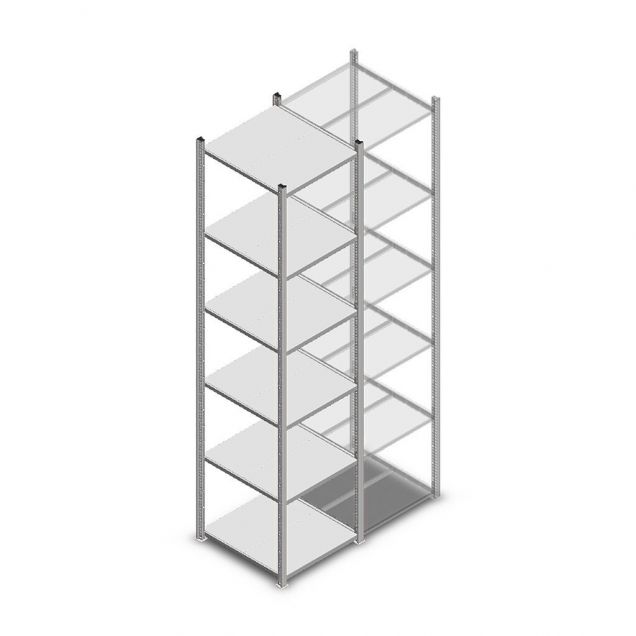 Legbordstelling Medium Duty 3000x550x600mm (hxbxd) 6 niveaus verzinkt beginsectie