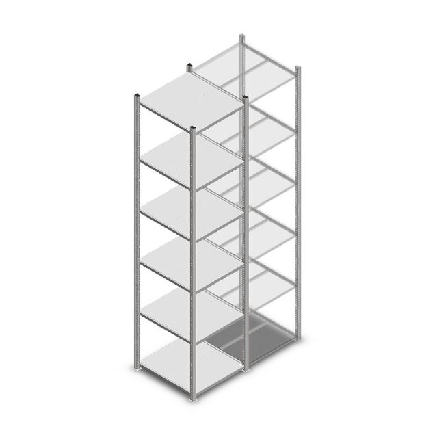 Legbordstelling Medium Duty 3000x550x600mm (hxbxd) 6 niveaus verzinkt beginsectie