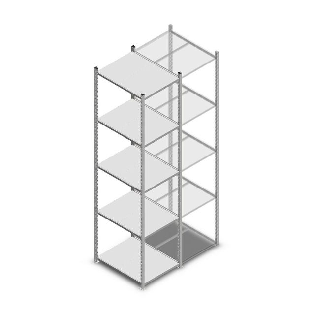 Legbordstelling Medium Duty 2500x550x700mm (hxbxd) 5 niveaus verzinkt beginsectie