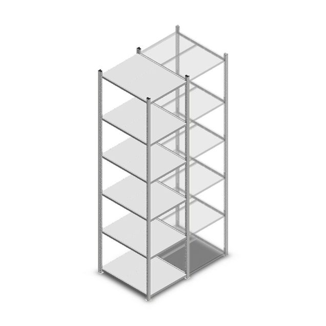Legbordstelling Medium Duty 3000x550x700mm (hxbxd) 7 niveaus verzinkt beginsectie