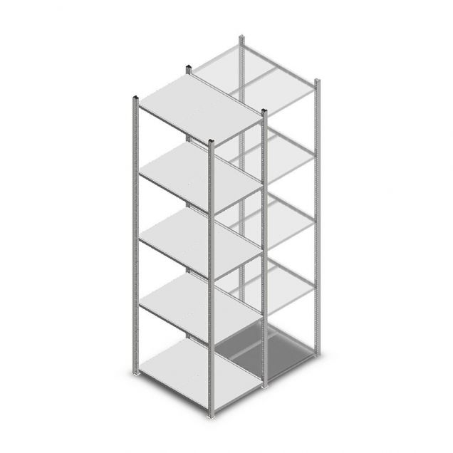 Legbordstelling Medium Duty 2500x550x800mm (hxbxd) 5 niveaus verzinkt beginsectie