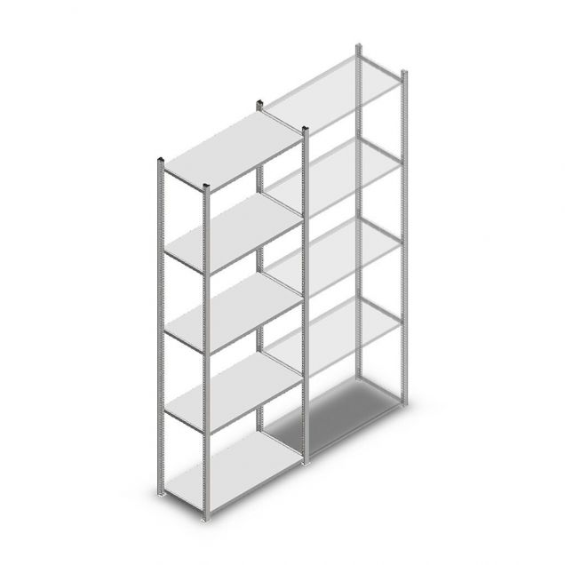 Legbordstelling Medium Duty 2500x850x400mm (hxbxd) 5 niveaus verzinkt beginsectie