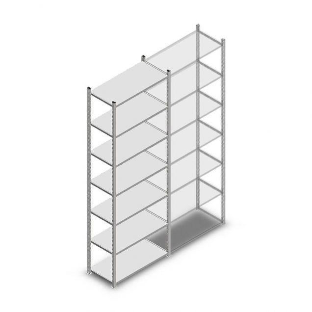 Legbordstelling Light Duty 2500x850x400mm (hxbxd) 7 niveaus beginsectie