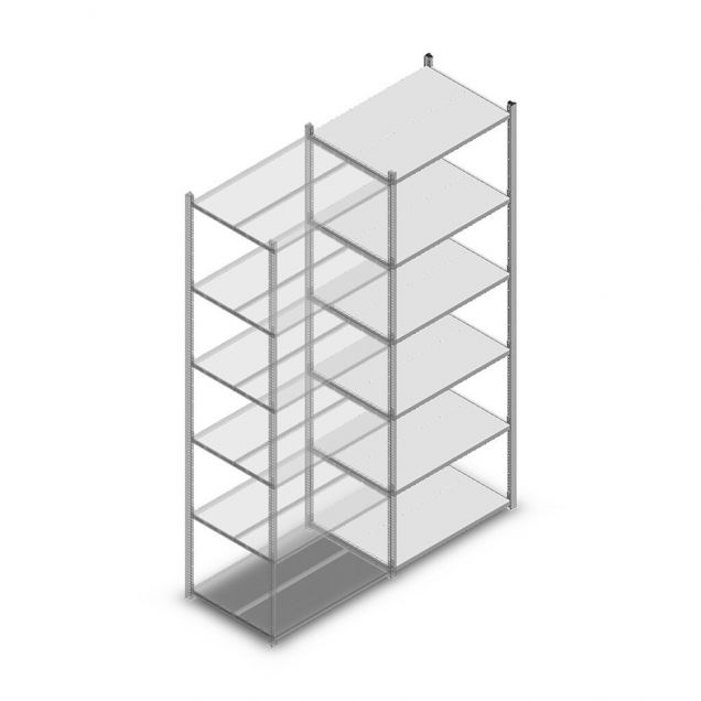 Legbordstelling Medium Duty 3000x850x600mm (hxbxd) 6 niveaus verzinkt aanbouwsectie