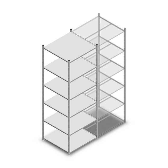 Legbordstelling Medium Duty 3000x850x800mm (hxbxd) 6 niveaus verzinkt beginsectie