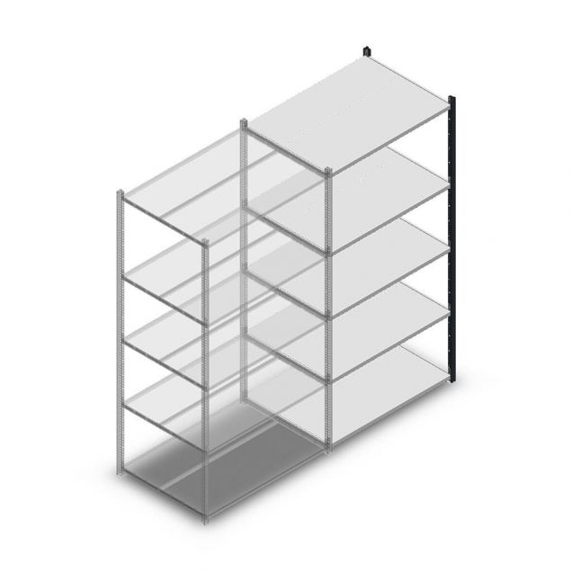 Legbordstelling Medium Duty 2000x1000x700 mm (hxbxd) 5 niveaus antraciet aanbouwsectie