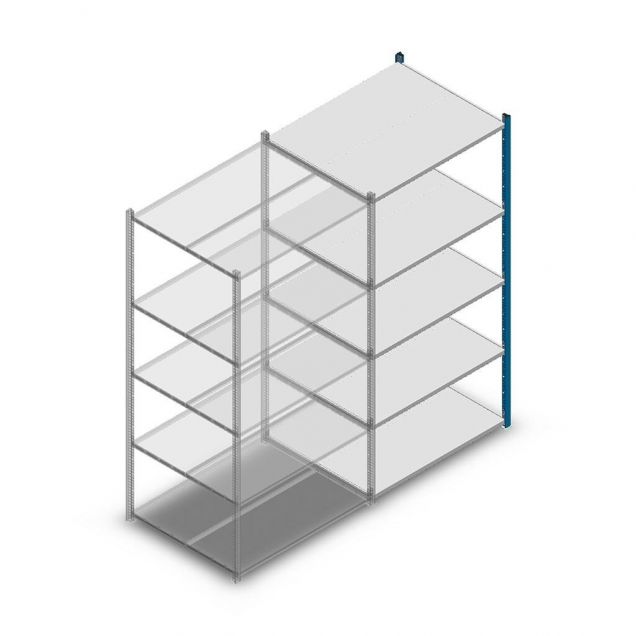 Legbordstelling Medium Duty 2000x1000x800 mm (hxbxd) 5 niveaus blauw aanbouwsectie