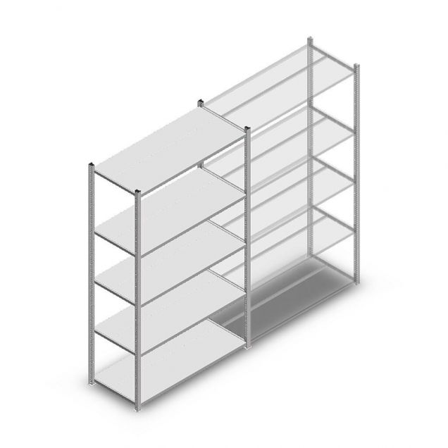 Legbordstelling Medium Duty 2000x1150x500 mm (hxbxd) 5 niveaus verzinkt beginsectie