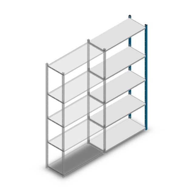 Legbordstelling Medium Duty 2200x1000x400 mm (hxbxd) 5 niveaus blauw aanbouwsectie