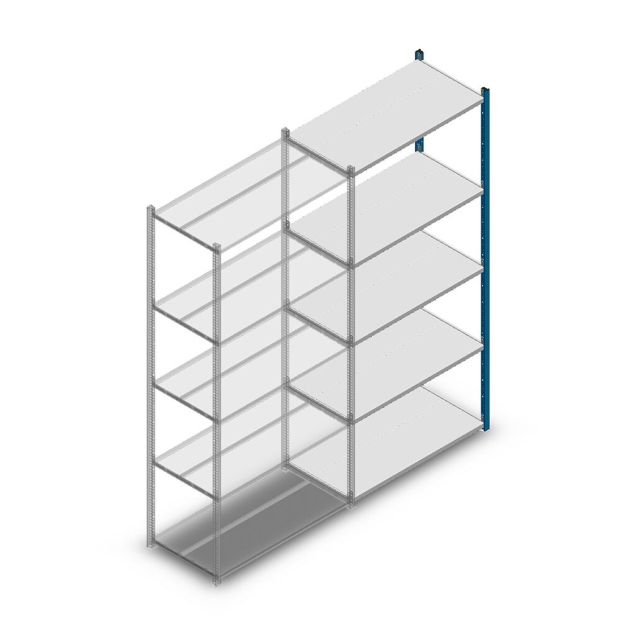 Legbordstelling Medium Duty 2200x1000x500 mm (hxbxd) 5 niveaus blauw aanbouwsectie