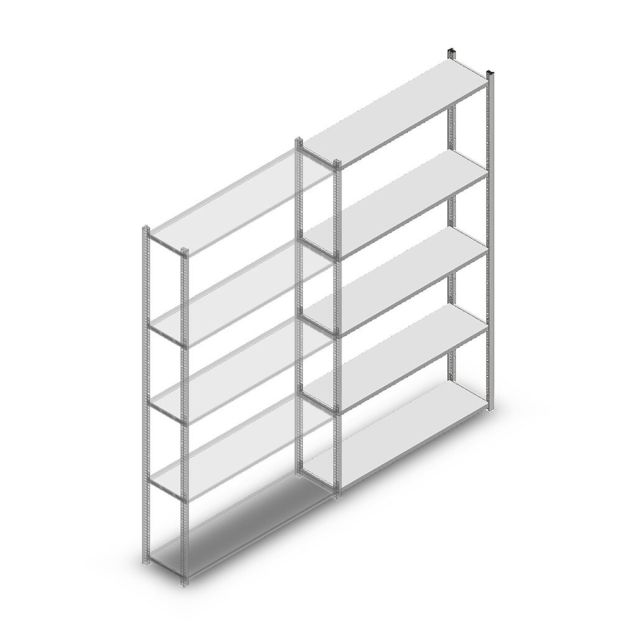 Legbordstelling Medium Duty 2200x1150x300 mm (hxbxd) 5 niveaus verzinkt aanbouwsectie