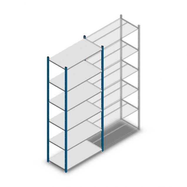 Legbordstelling Medium Duty 2500x1000x500 mm (hxbxd) 6 niveaus blauw beginsectie