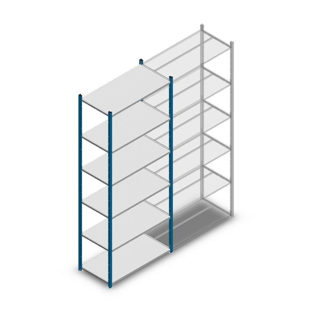 Legbordstelling Medium Duty 2500x1000x500 mm (hxbxd) 6 niveaus blauw beginsectie