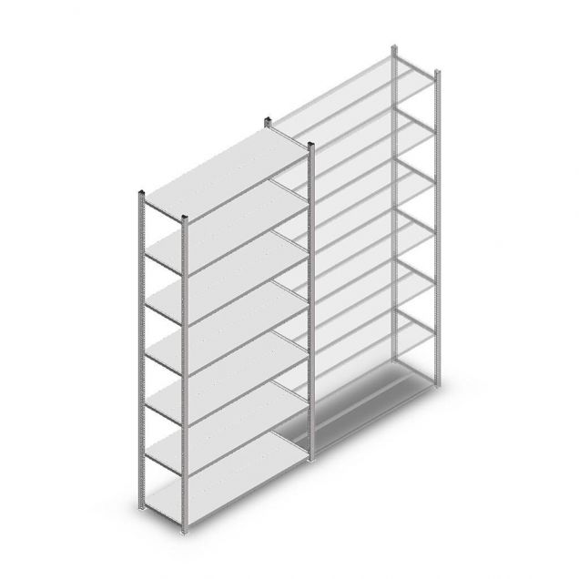 Legbordstelling Medium Duty 3000x1150x400 mm (hxbxd) 7 niveaus verzinkt beginsectie