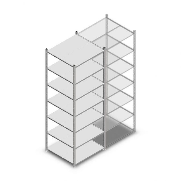 Legbordstelling Medium Duty 3000x850x800 mm (hxbxd) 7 niveaus verzinkt beginsectie