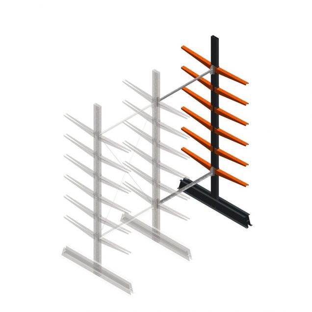 Lichte draagarmstelling dubbelzijdig 2500x1000x500 mm (hxbxd) 6 niveaus aanbouwsectie