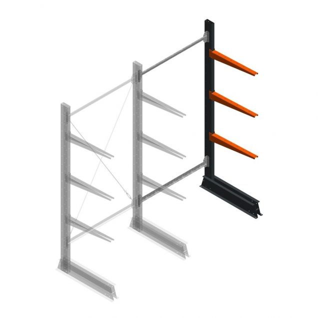 Lichte draagarmstelling enkelzijdig 2000x1000x600 mm (hxbxd) 3 niveaus aanbouwsectie