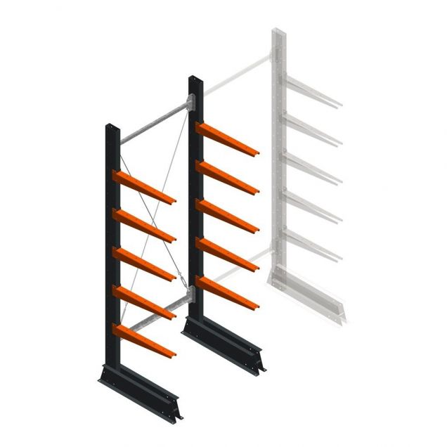 Lichte draagarmstelling enkelzijdig 2000x750x500 mm (hxbxd) 5 niveaus beginsectie