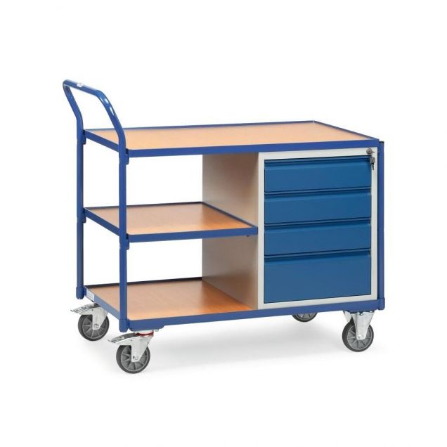 Lichte werkplaatswagen 300 kg met 4 schuifladen en 3 laadvlakken 1000x600 mm