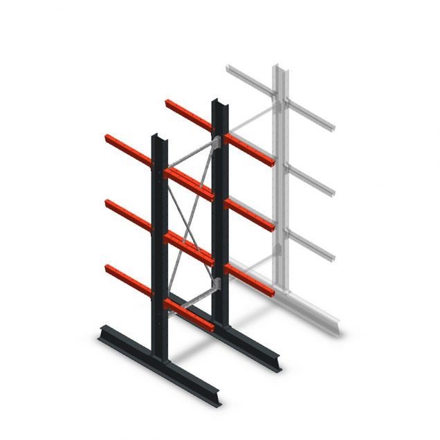 Medium draagarmstelling dubbelzijdig 2500x750x600 mm (hxbxd) 3 niveaus beginsectie